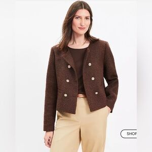 LOFT Espresso Tweed Double Breasted Jacket